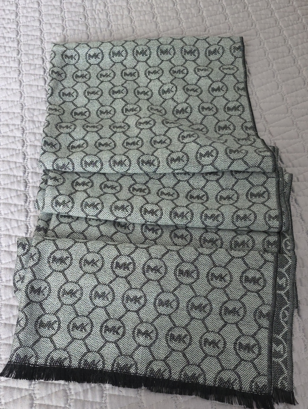 Michael Kors Grey and Black Monogram Scarf